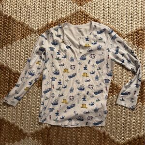 Roller Rabbit Nautical Pajama Top Pima Cotton Long Sleeve Shirt, S